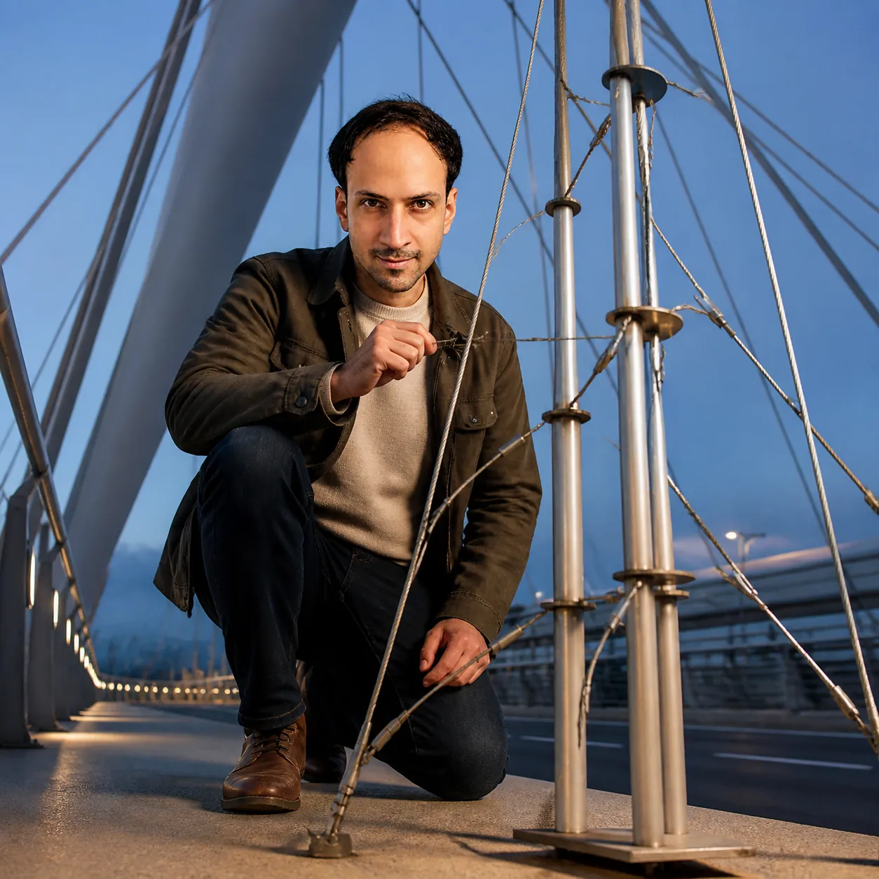 Tuning the Tower on the Footbridge — AI Portrait Prompt
