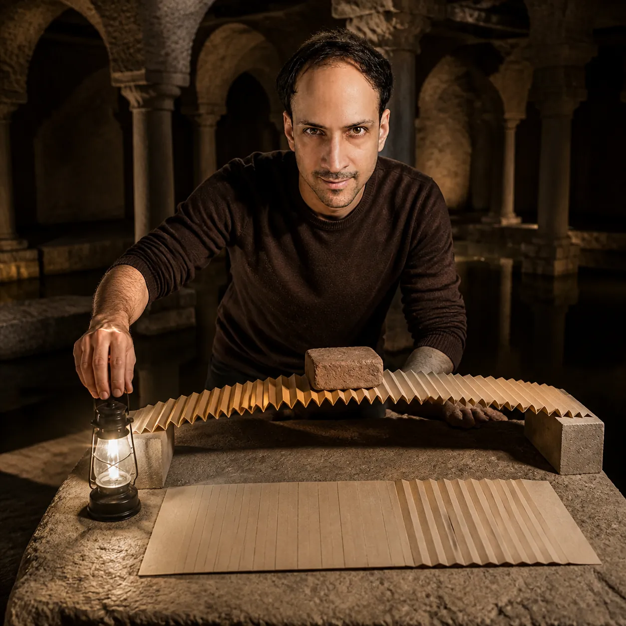 Paper Bridge in the Old Cistern — AI Portrait Prompt
