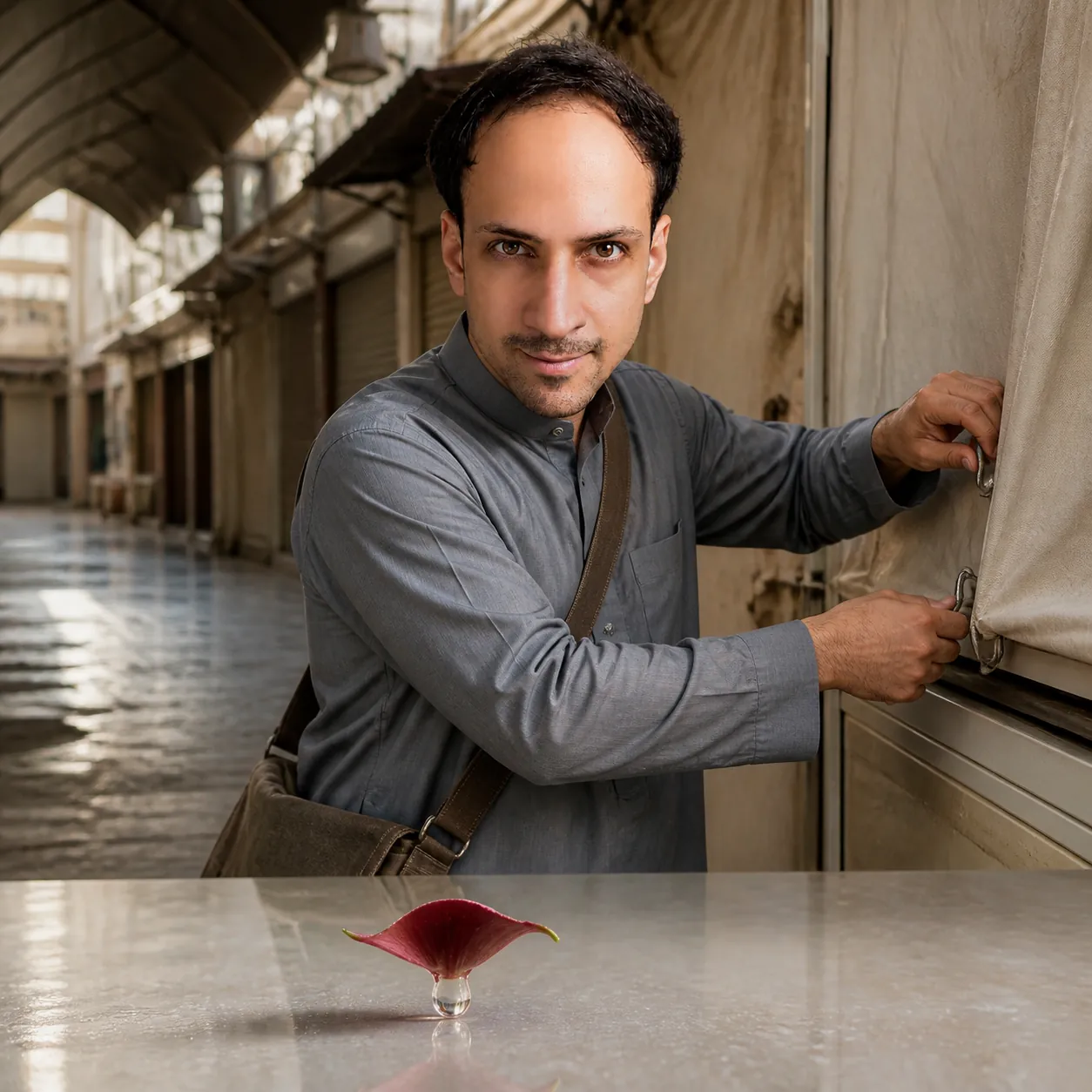 Pinned Droplet in the Souq — AI Portrait Prompt