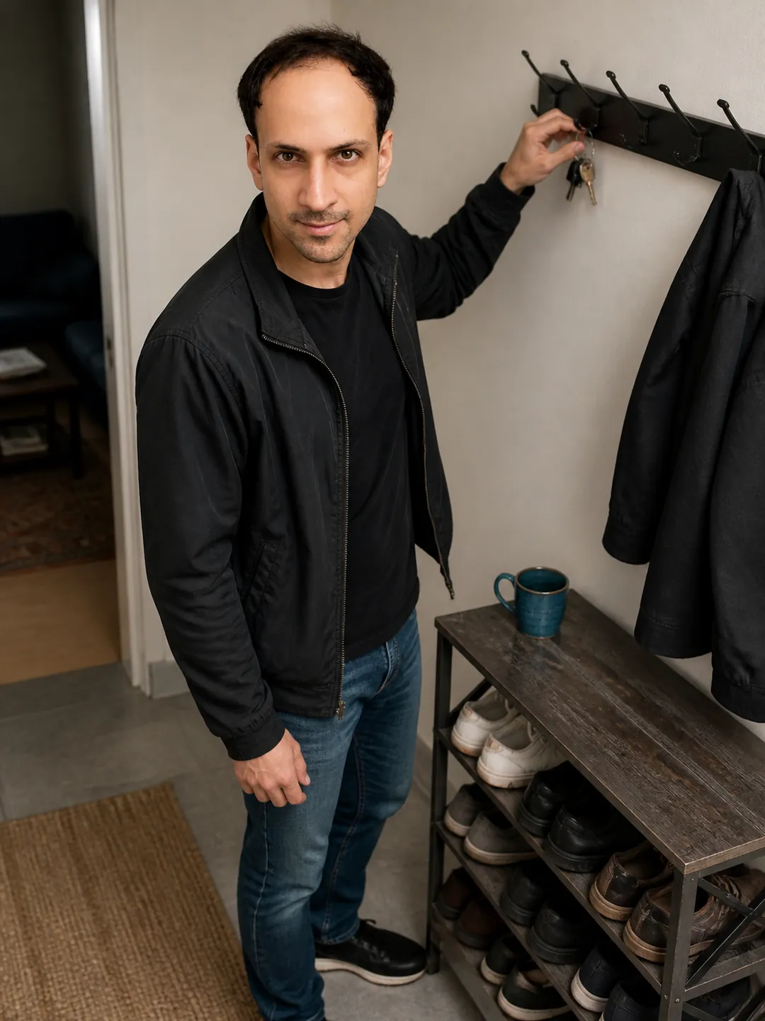 Hanging Keys by the Shoe Rack — AI Portrait Prompt