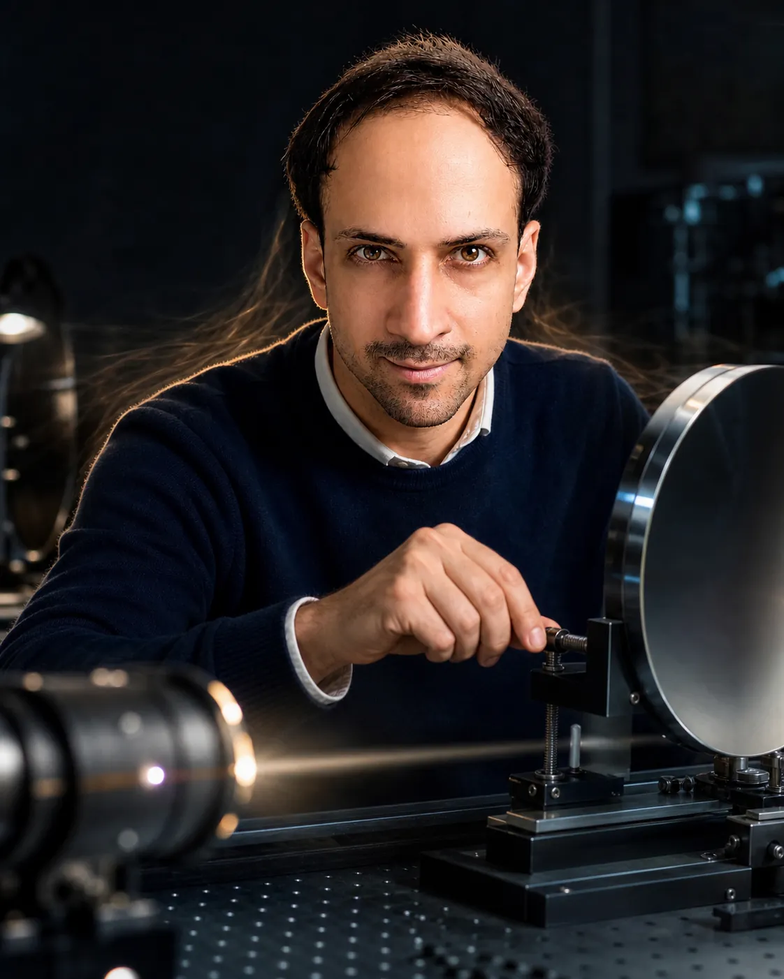 Warmth Leaving: Darkened Optics Lab — AI Portrait Prompt