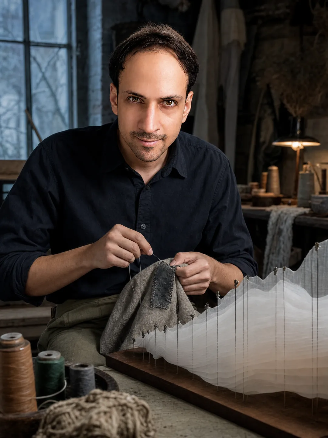 Calibration Over Confidence: Textile Atelier — AI Portrait Prompt