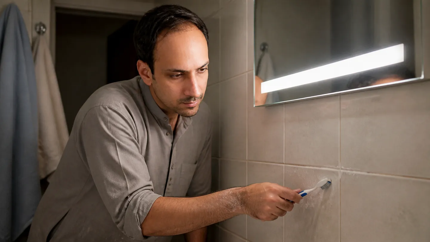 Wrong Hour: Small Tiled Bathroom — AI Portrait Prompt