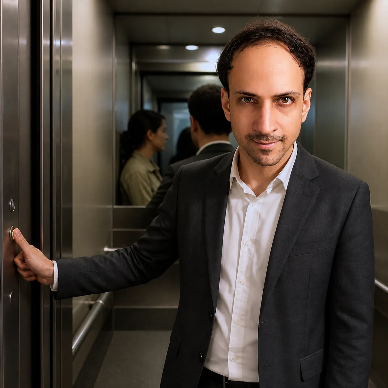 Holding the Lift Door — AI Portrait Prompt