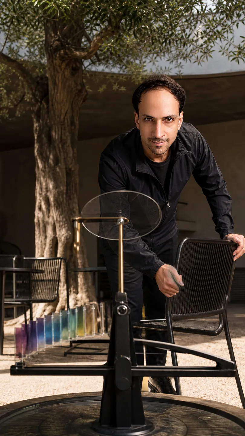 Calibration Over Confidence: Contemporary Courtyard — AI Portrait Prompt