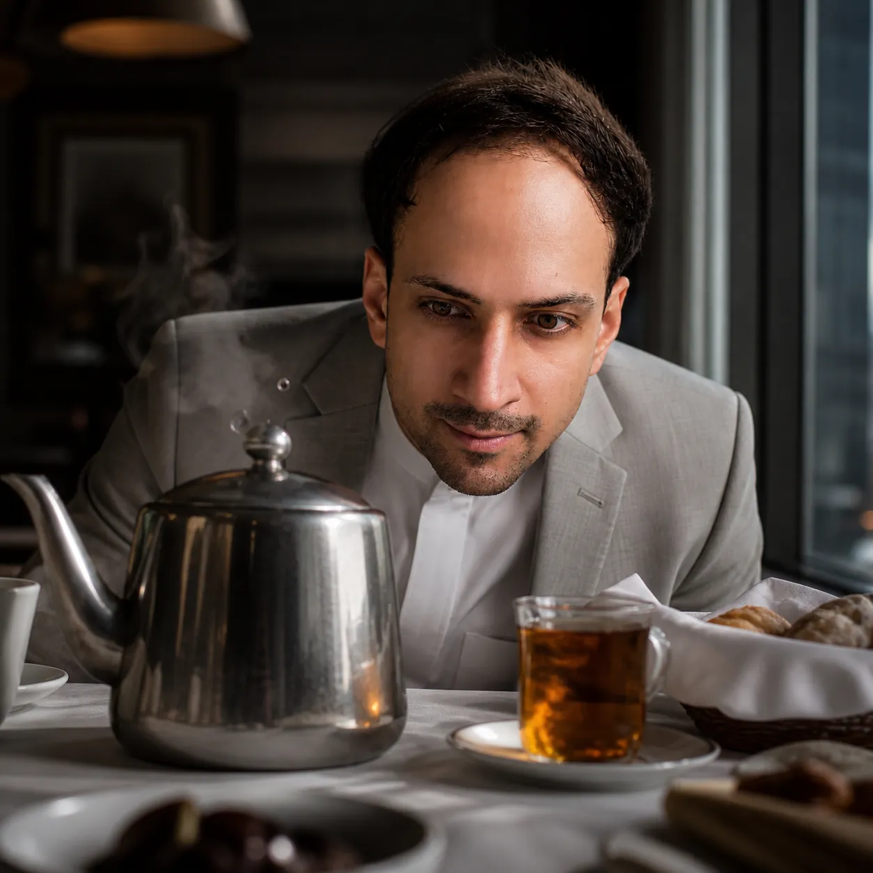Hotel Breakfast by the Window — AI Portrait Prompt