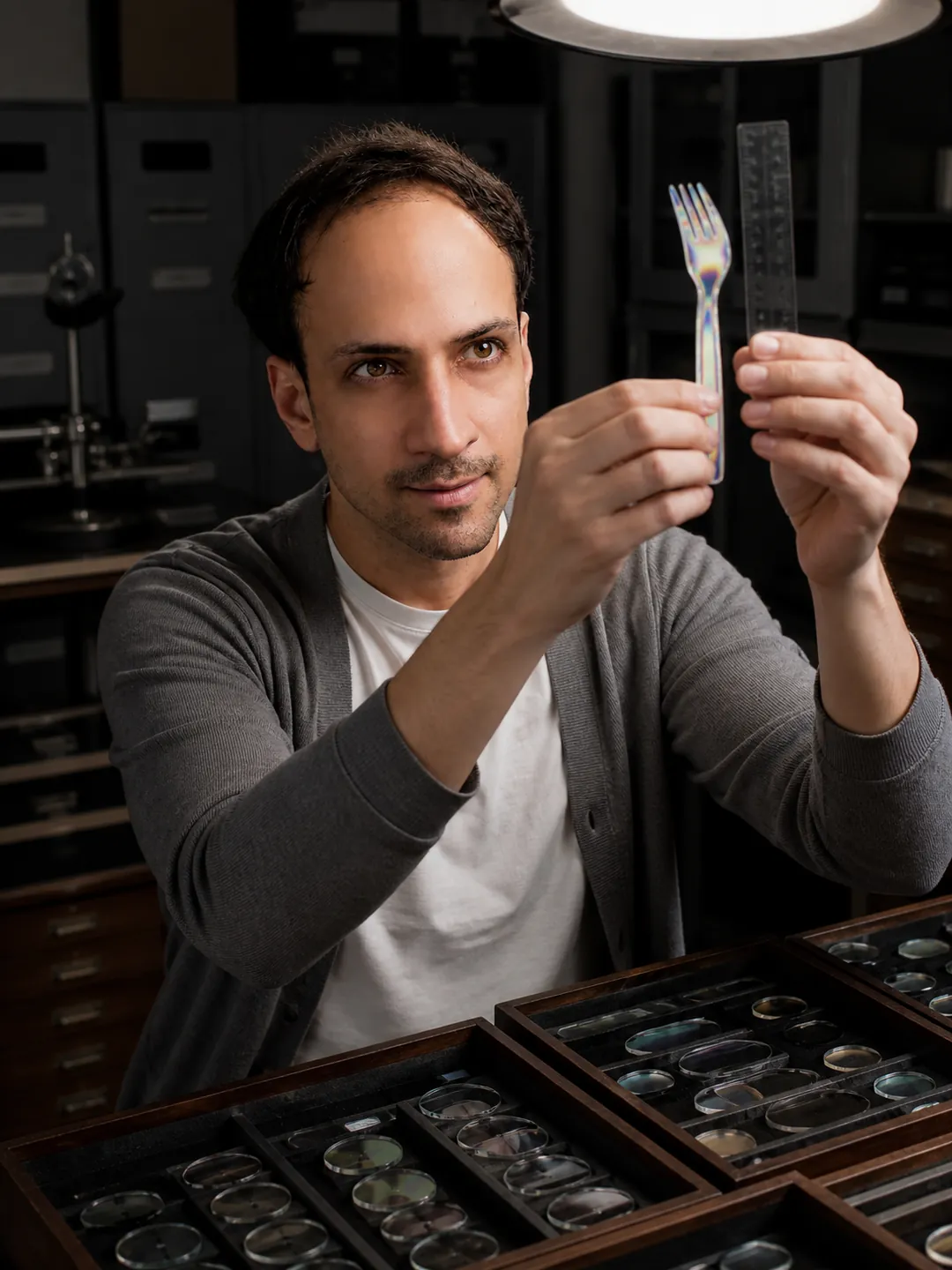 Hidden Spectrum: Optics Storeroom — AI Portrait Prompt
