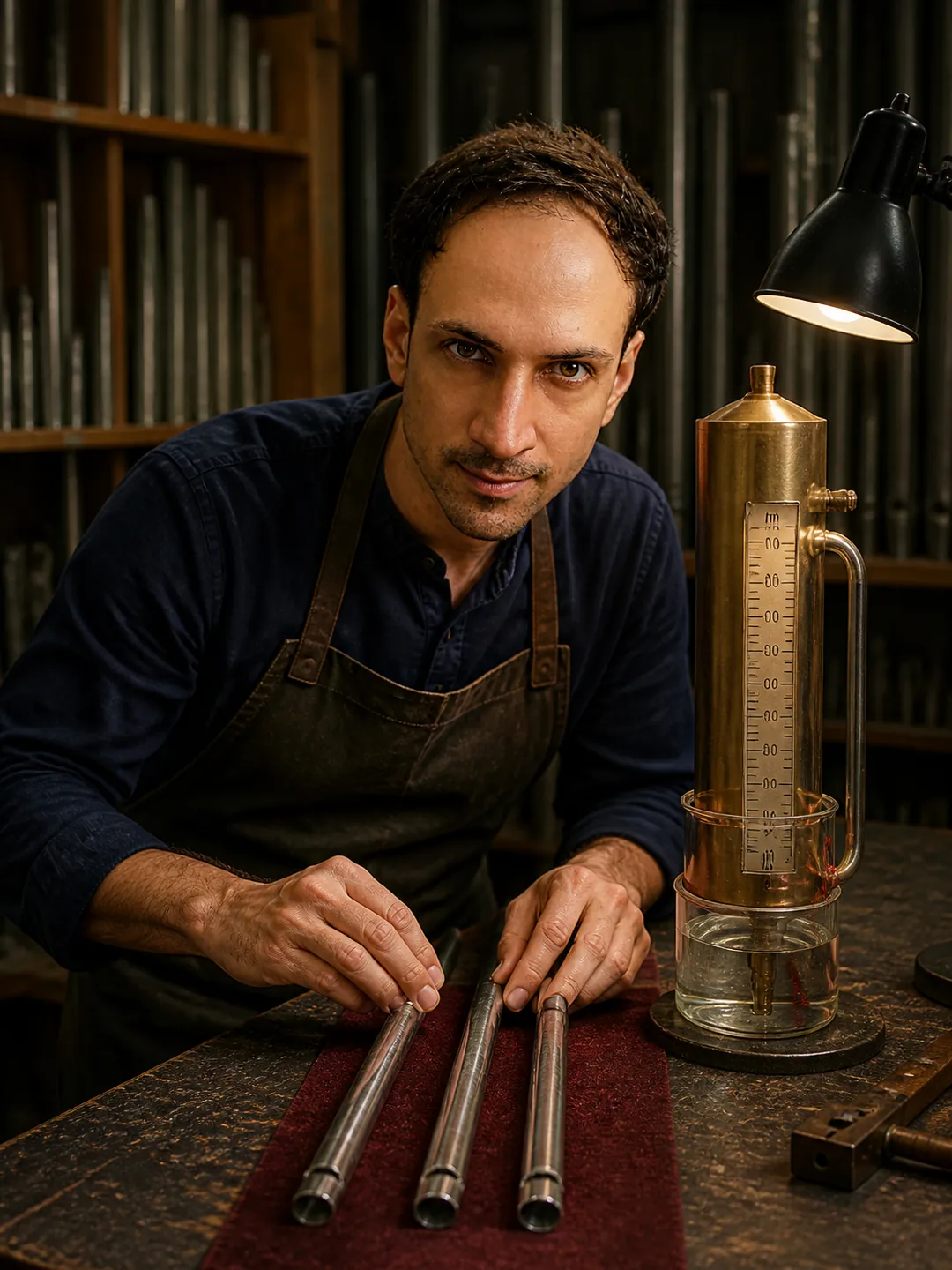 Practiced Quiet: Instrument Maker's Voicing Room — AI Portrait Prompt