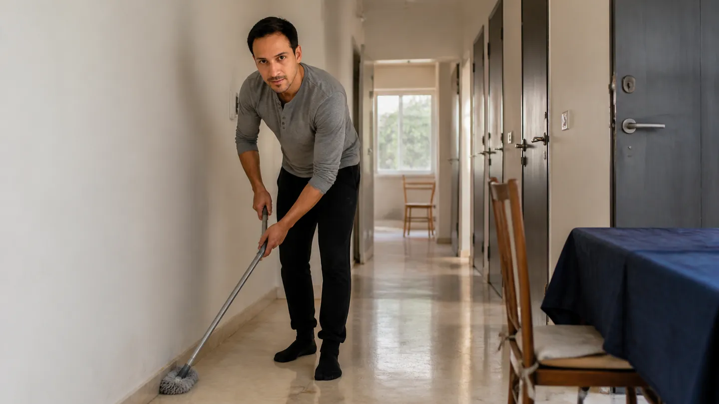Dust Mop Down the Long Corridor — AI Portrait Prompt
