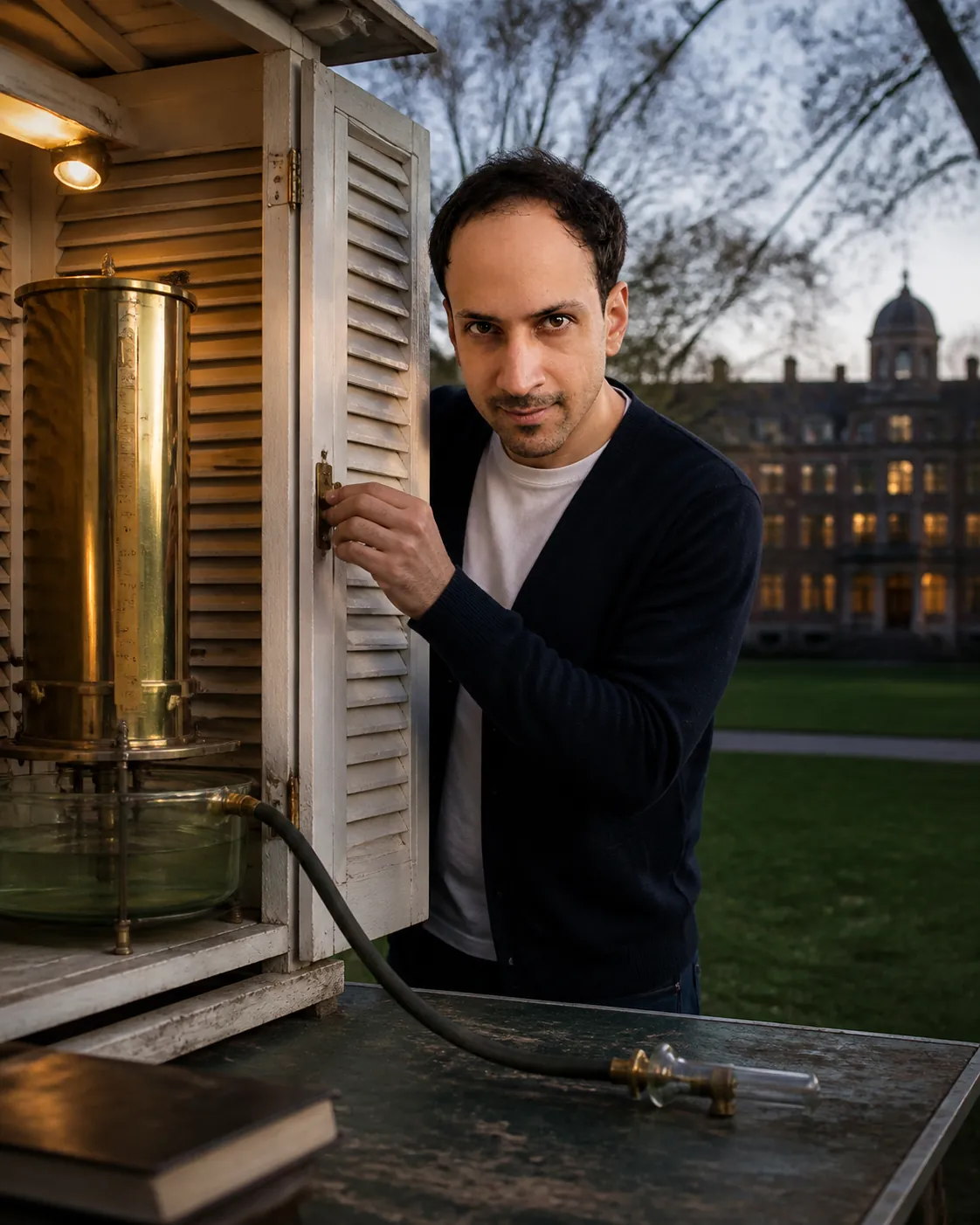 Practiced Quiet: Louvered Instrument Shelter — AI Portrait Prompt