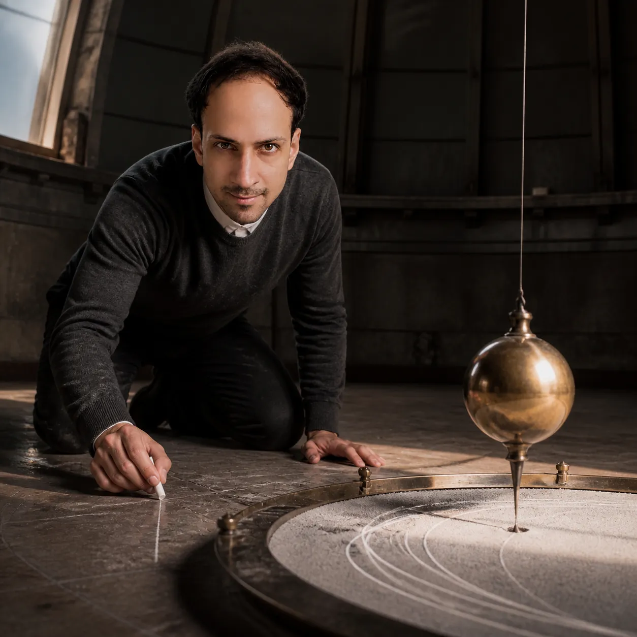 Foucault's Fan in Sand — AI Portrait Prompt
