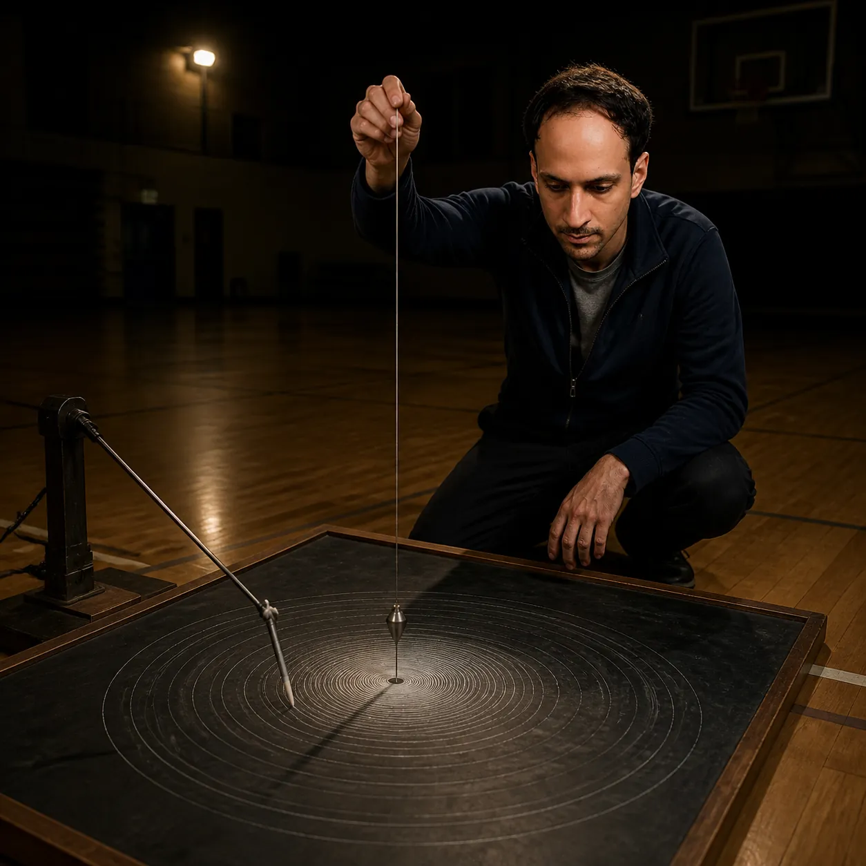 Chalk Arcs in the Gymnasium — AI Portrait Prompt