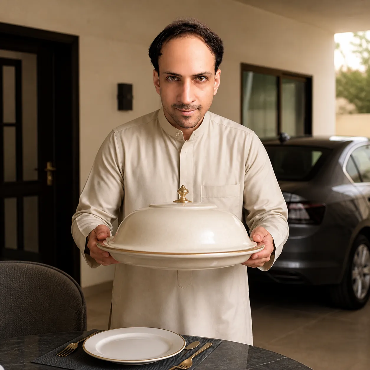 A Covered Dish in the Forecourt — AI Portrait Prompt