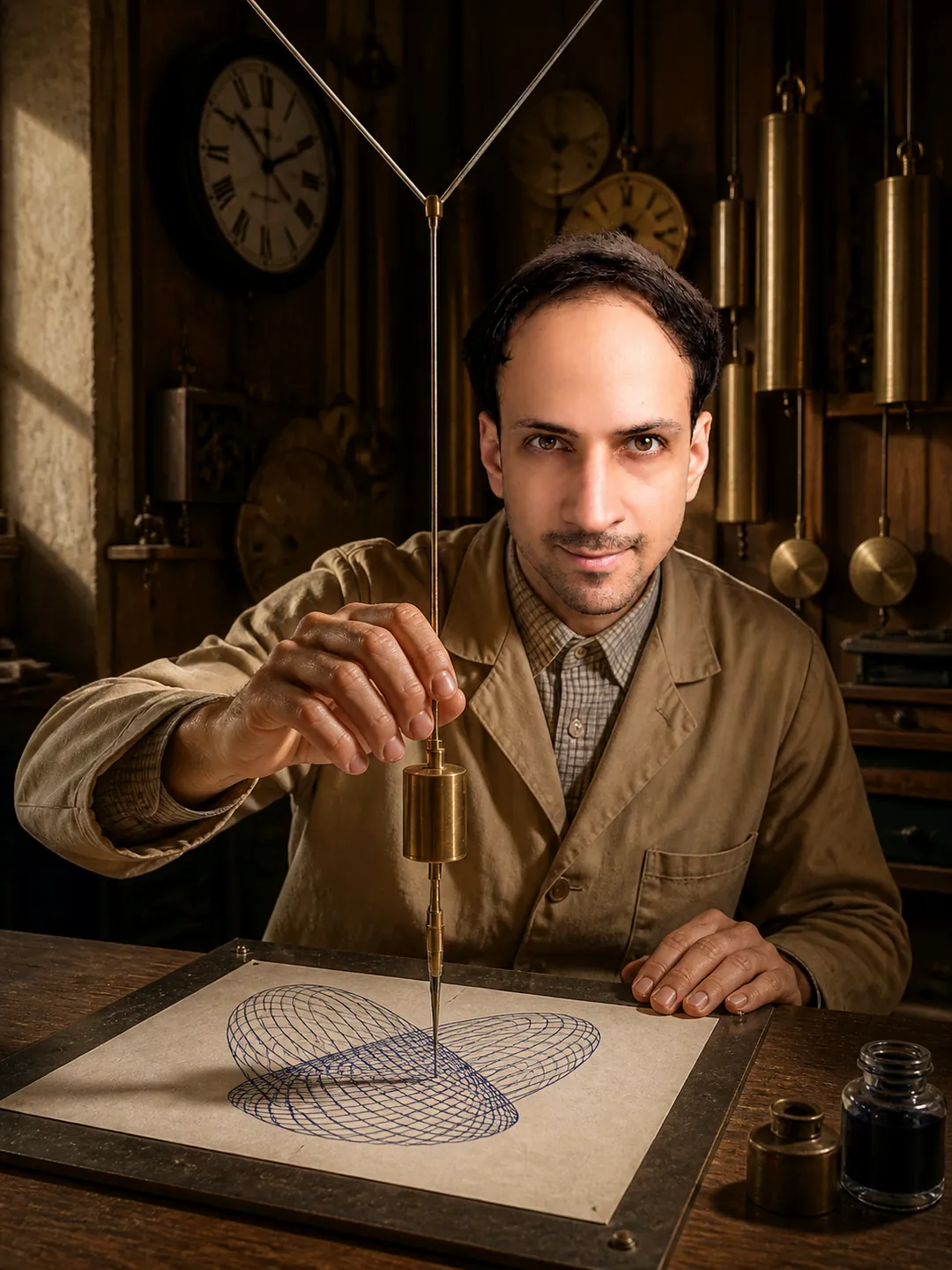 The Clockmaker's Waiting Pendulums — AI Portrait Prompt