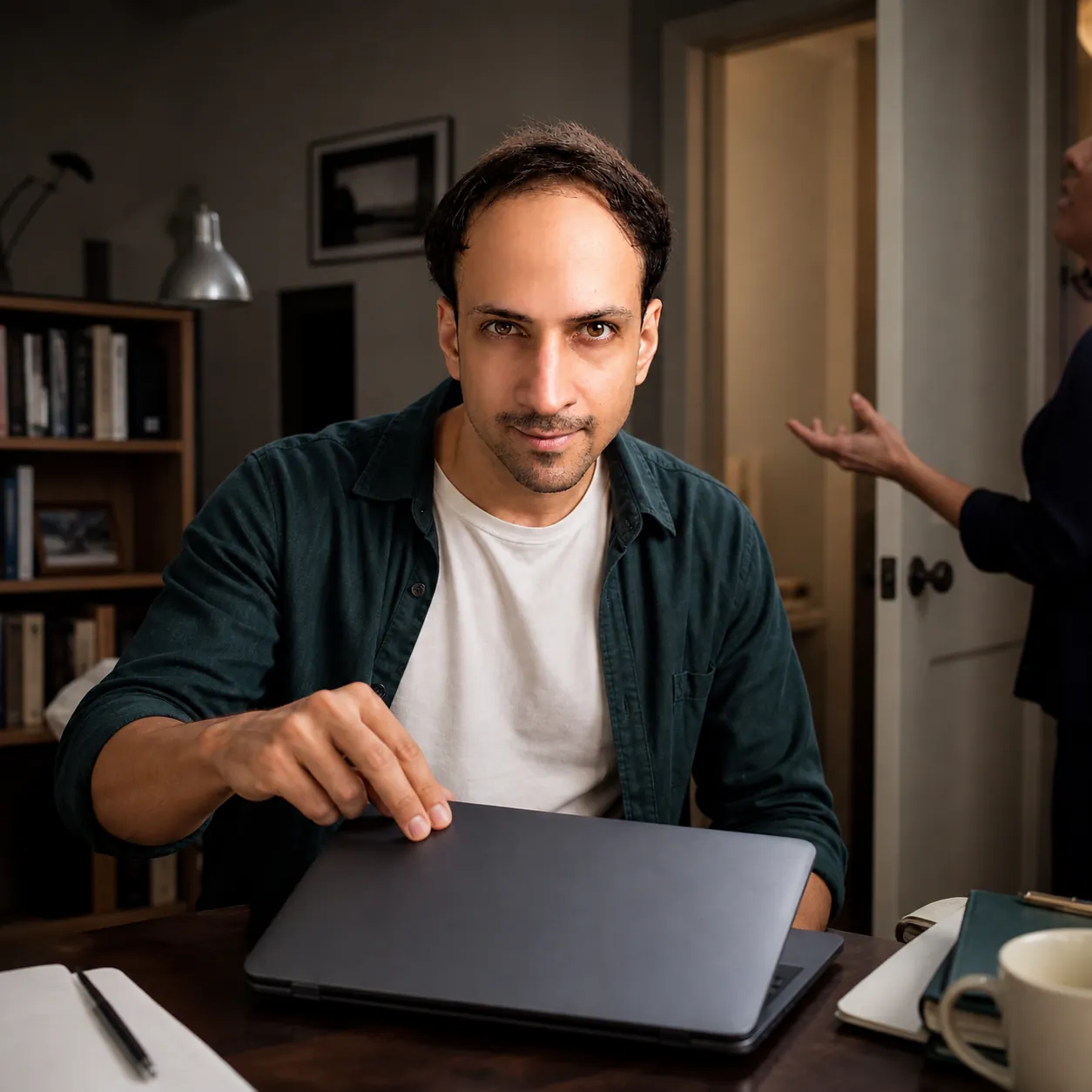 Closing the Laptop Lid — AI Portrait Prompt
