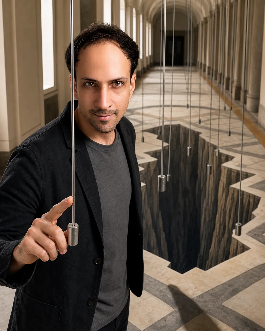 One True Angle: Long Gallery Corridor — AI Portrait Prompt