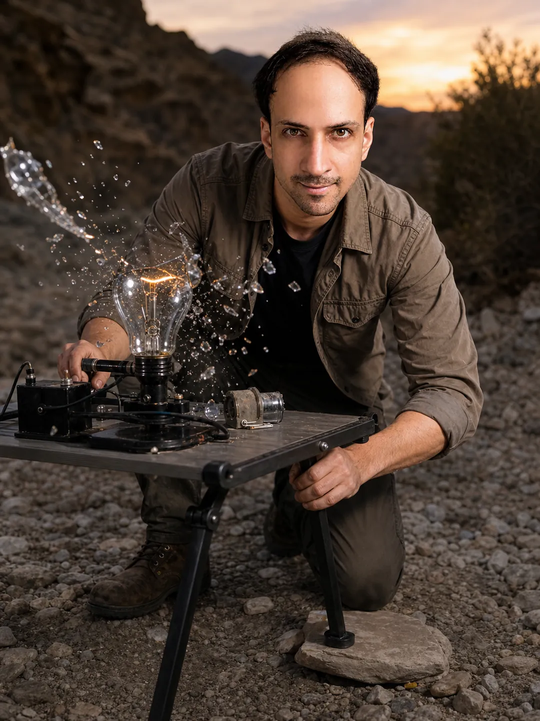 Ordered Burst: Folding Test Bench — AI Portrait Prompt
