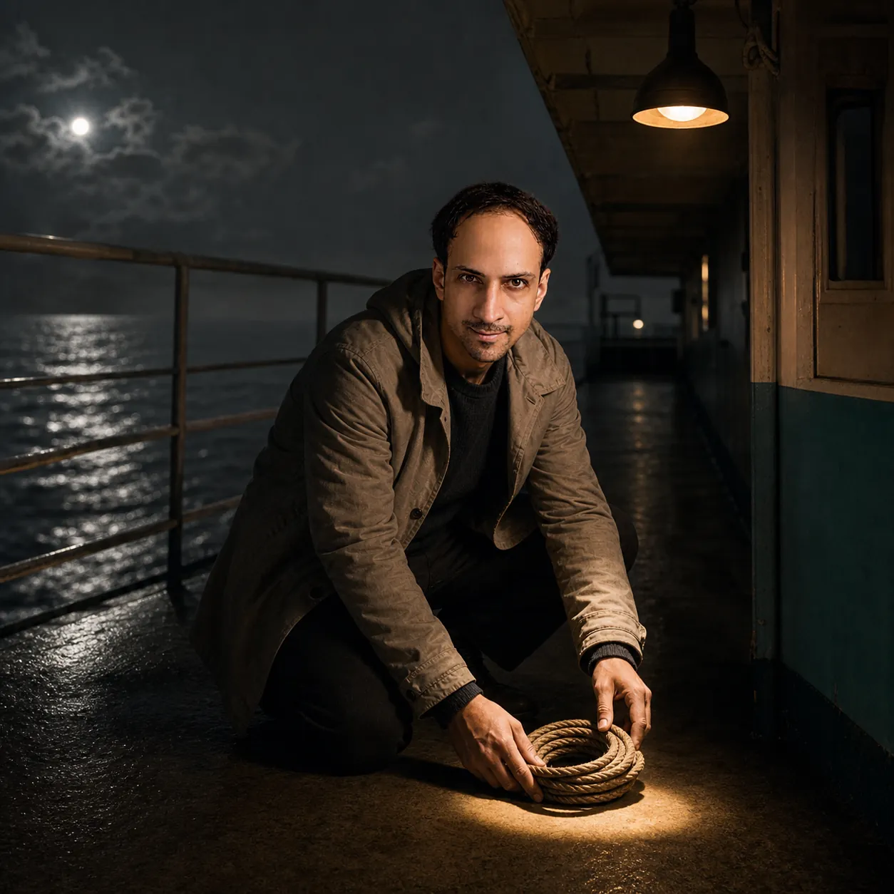Coastal Solitude: Illumination with a small coil of rope — AI Portrait Prompt