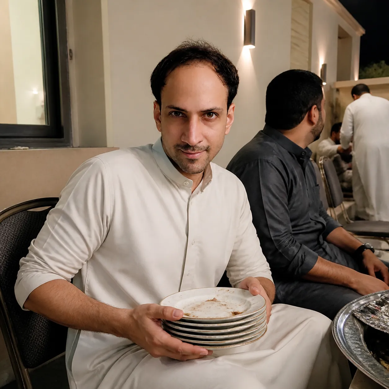 Stacking Plates After the Grill — AI Portrait Prompt
