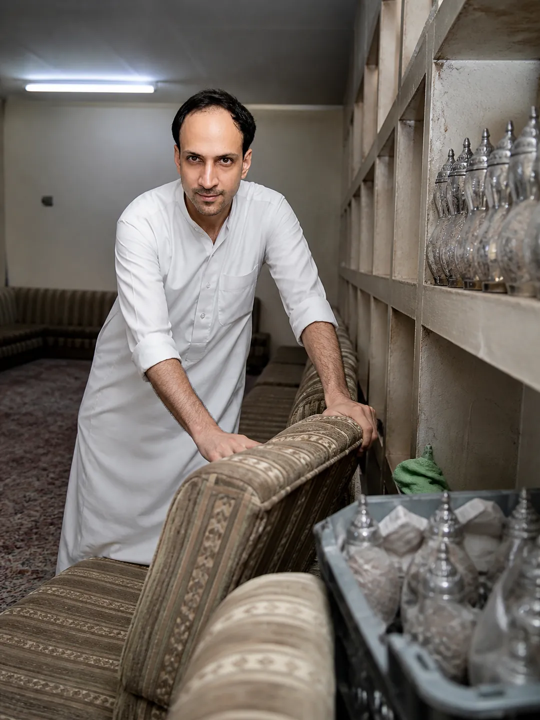 Majlis Seats and the Unfinished Jars — AI Portrait Prompt