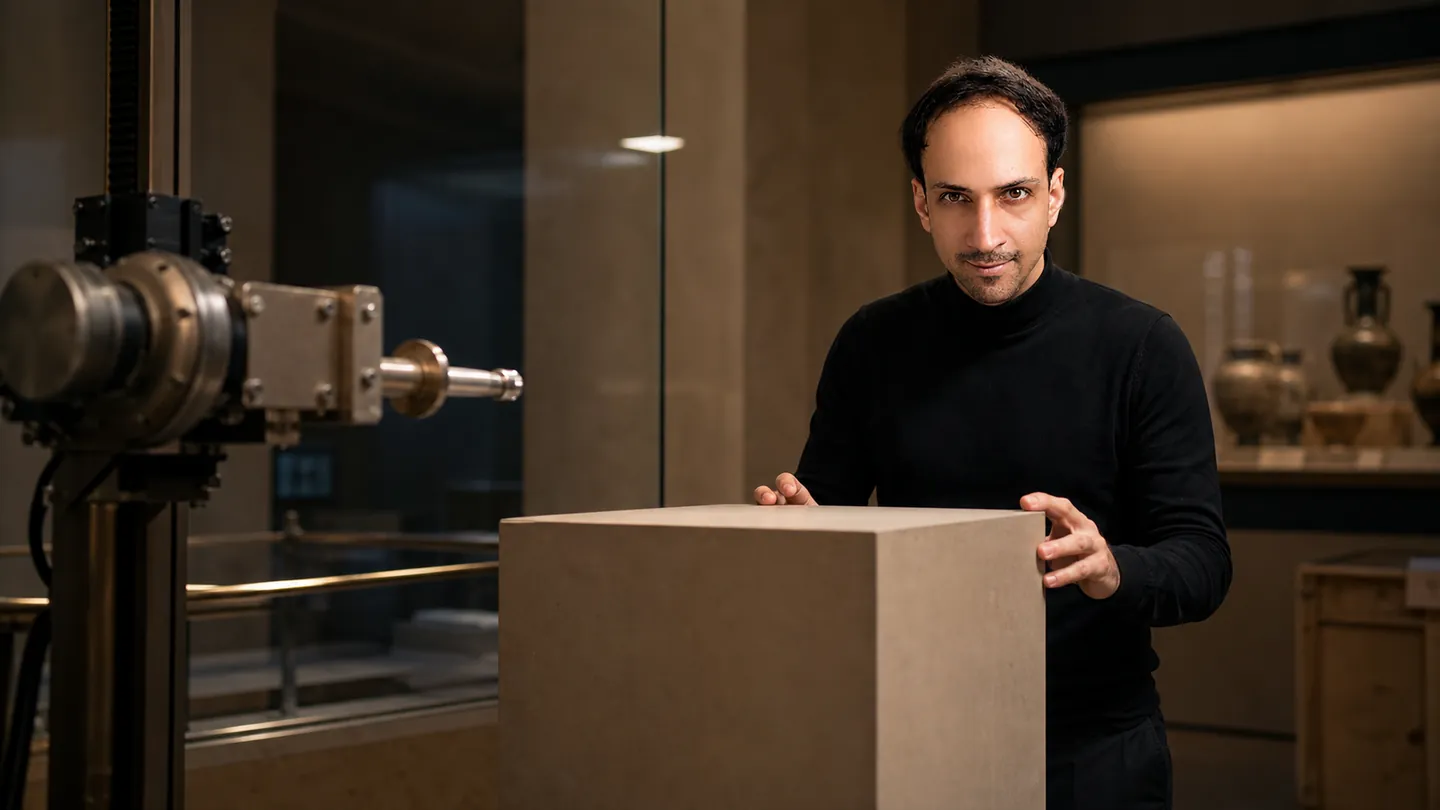 Refusal to Automate Harm: Quiet Museum Preparation Room — AI Portrait Prompt