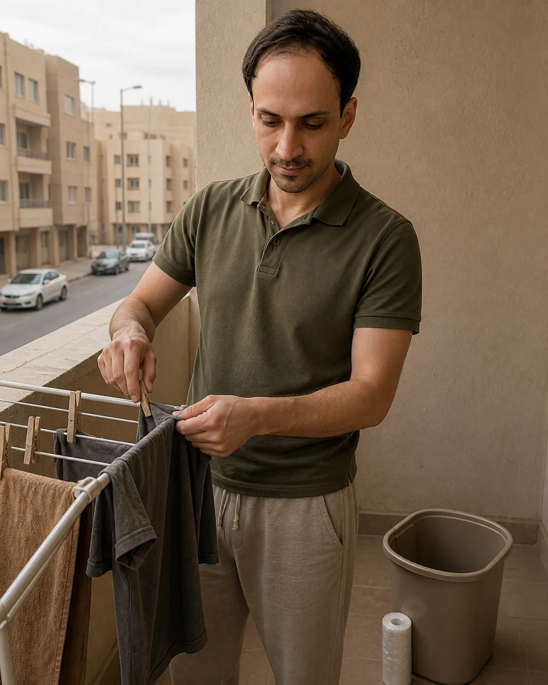 Balcony Laundry, Broken Order — AI Portrait Prompt