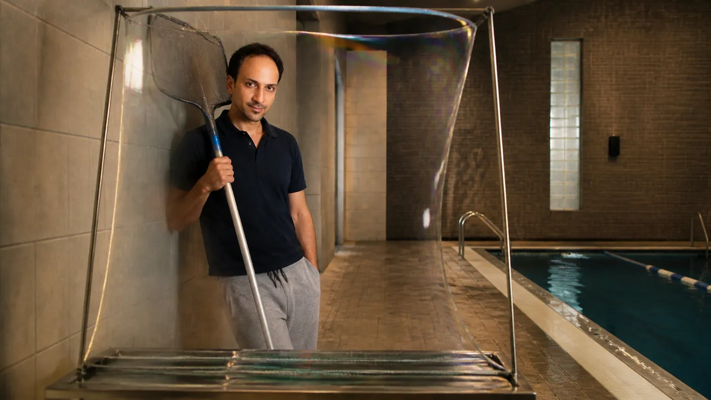 Least Surface: Tiled Surround of an Indoor Lap Pool — AI Portrait Prompt