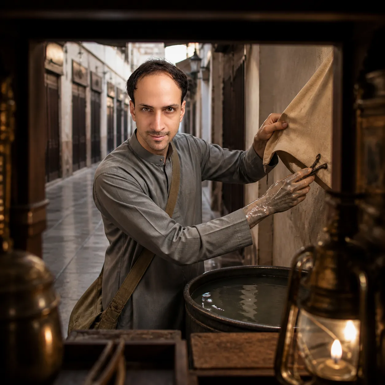 Mirror-Bright Hand in the Souq — AI Portrait Prompt