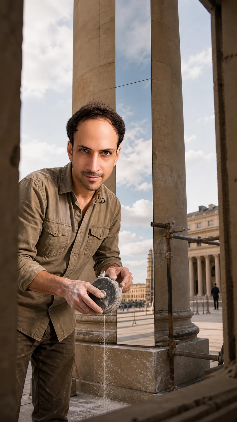 Where Illusion Ends: Public Plaza Edge — AI Portrait Prompt