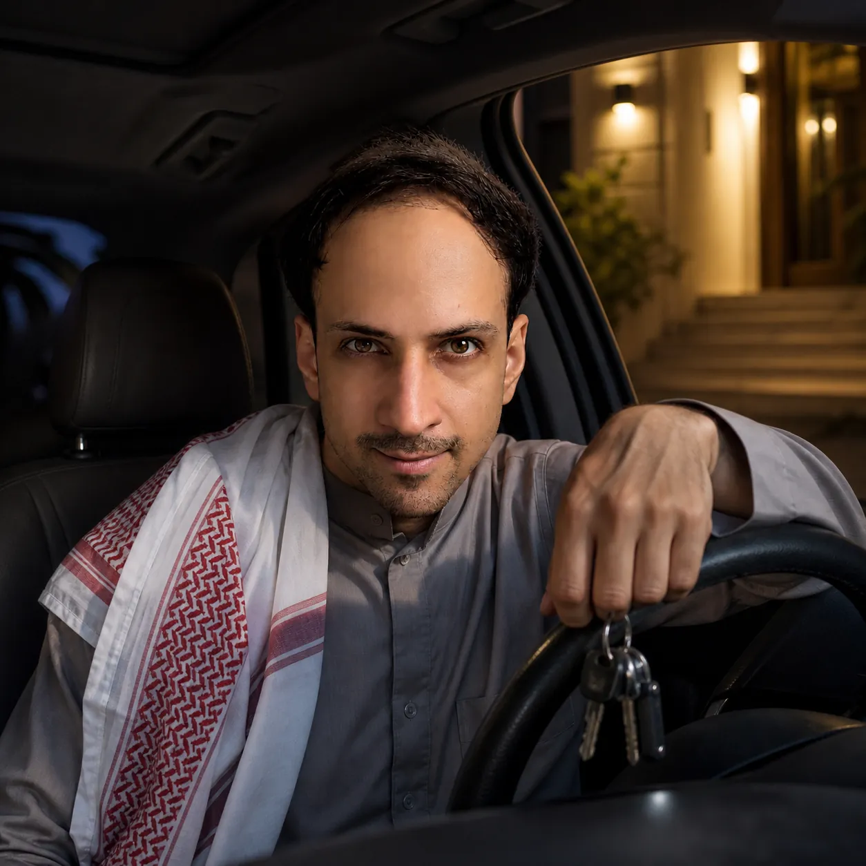Parked Outside the Lit House — AI Portrait Prompt