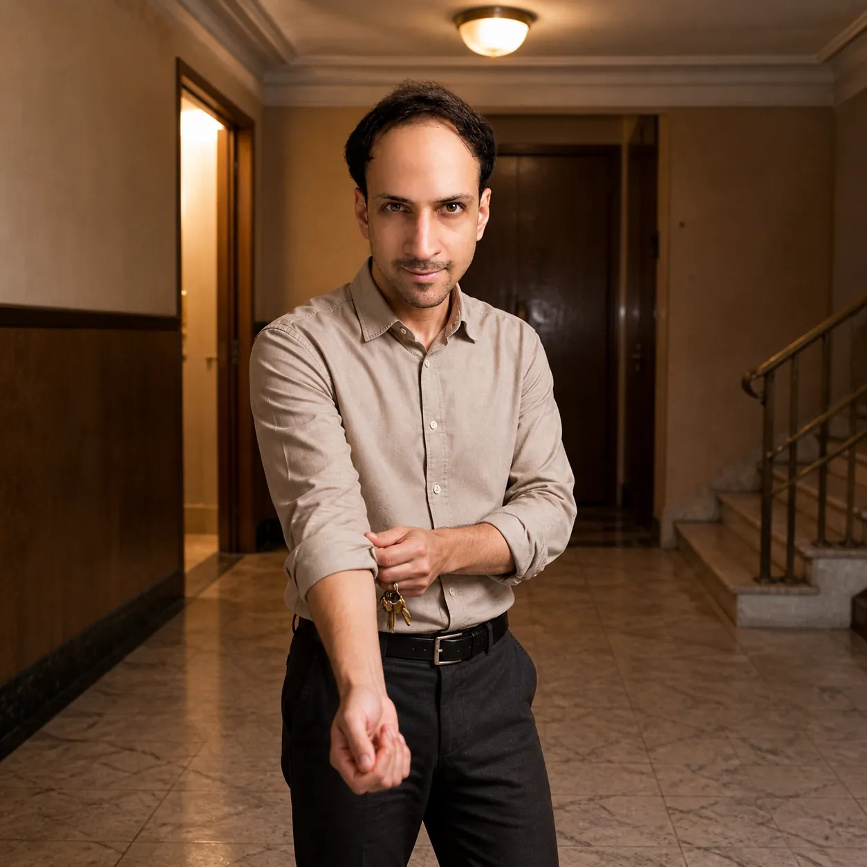The Lobby After the Doors Close — AI Portrait Prompt