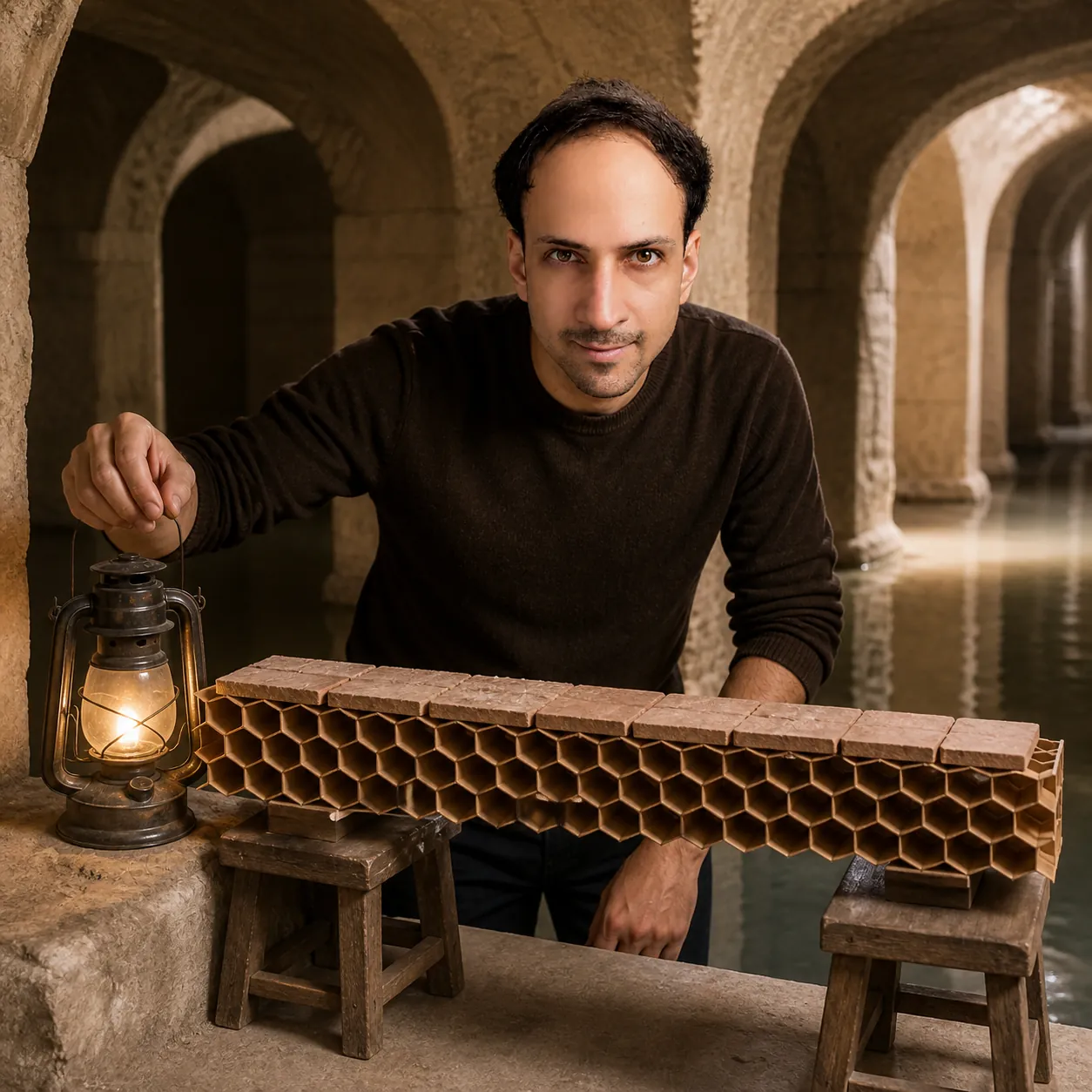 Honeycomb Beam in the Cistern — AI Portrait Prompt