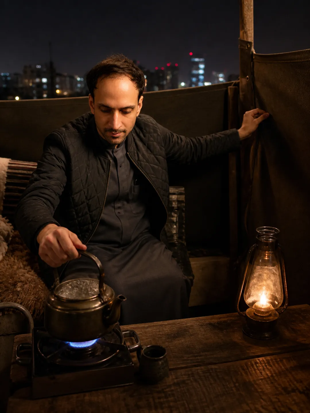 The Quiet Hours: Rooftop Sitting Area — AI Portrait Prompt