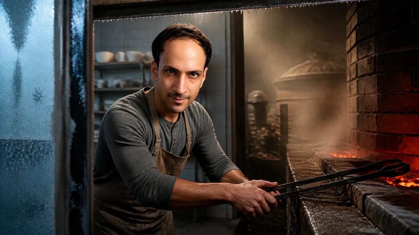 The Warm Reply: Pottery Kiln Yard — AI Portrait Prompt