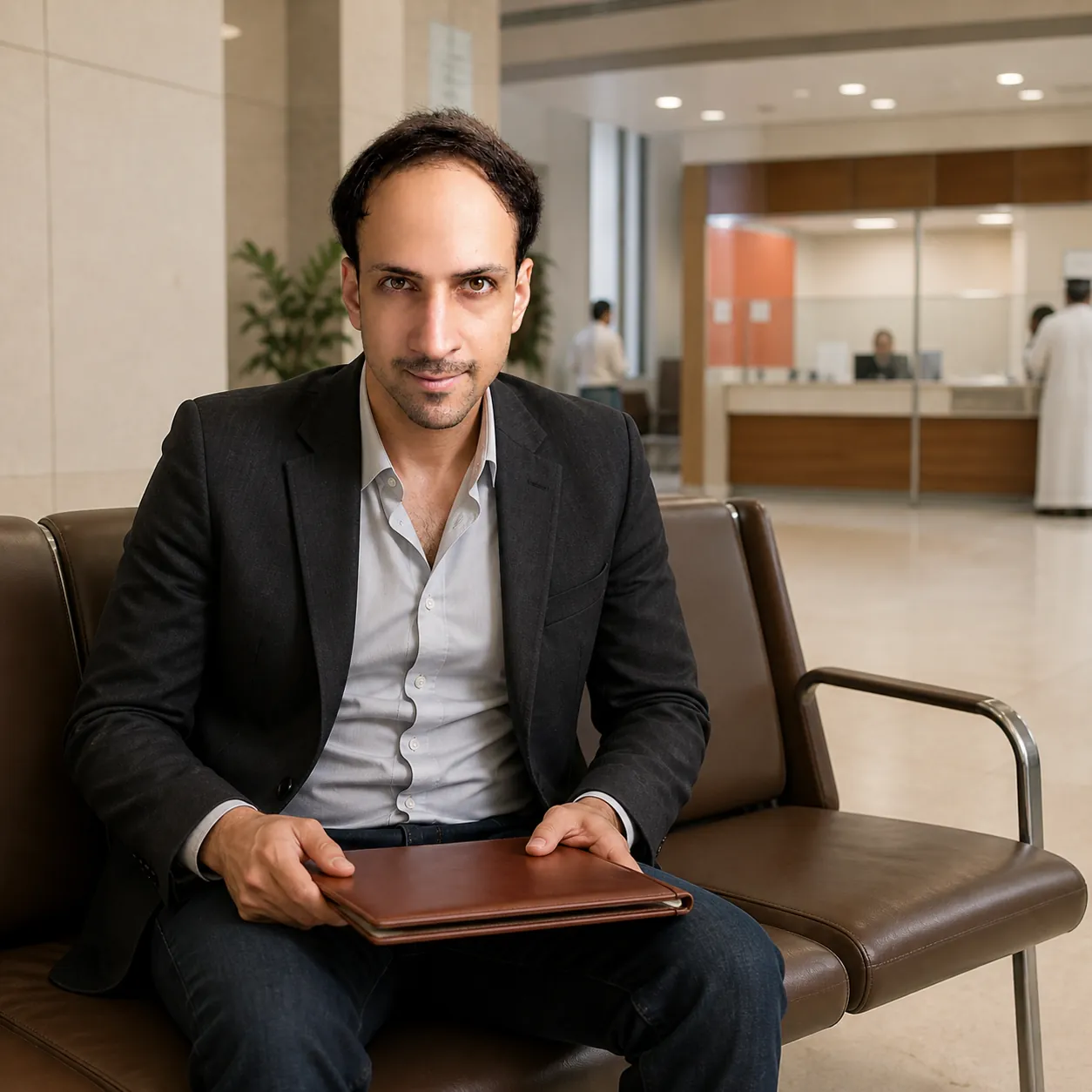 Waiting Row at the Bank — AI Portrait Prompt