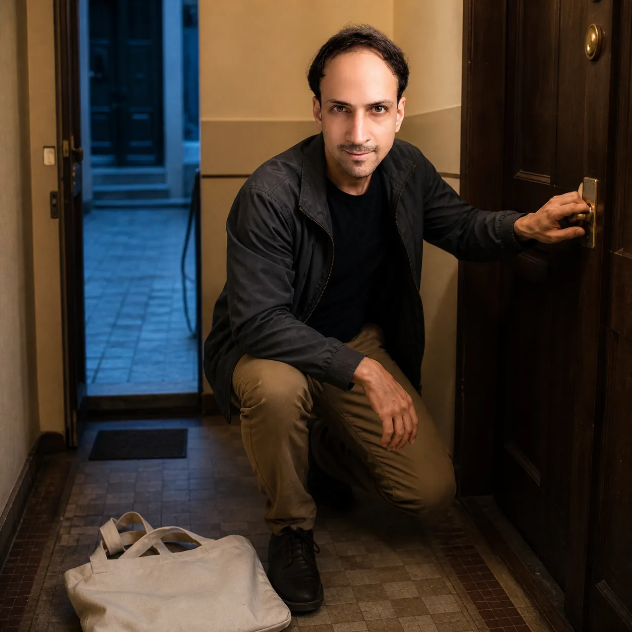 Two Paces Inside the Door — AI Portrait Prompt