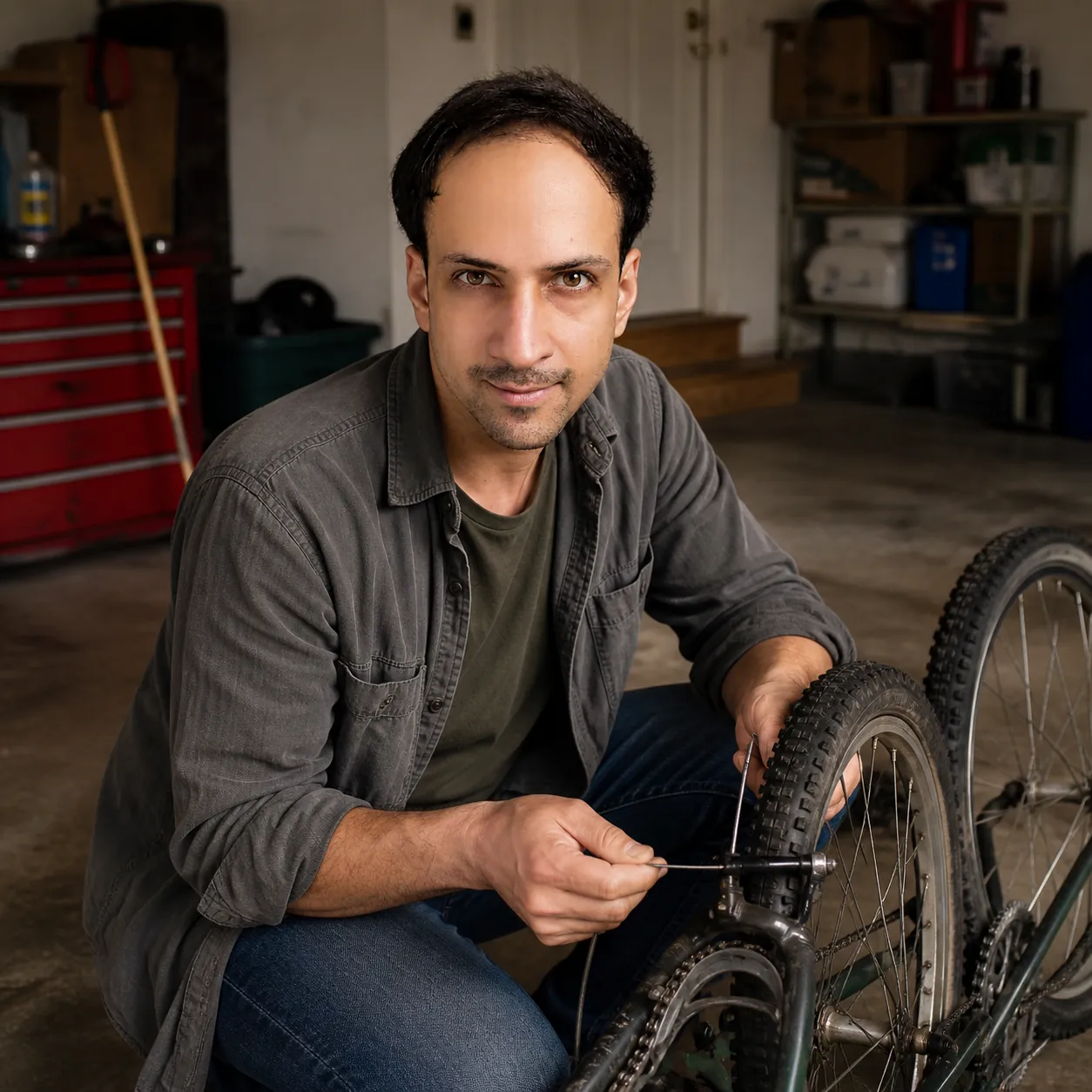 Brake Cable in the Garage — AI Portrait Prompt