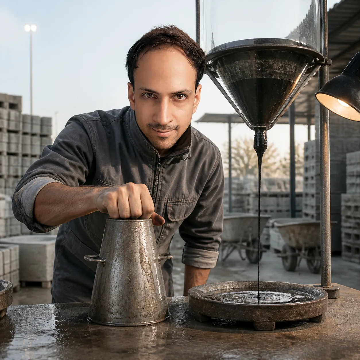 Pitch Drop at the Concrete Yard — AI Portrait Prompt