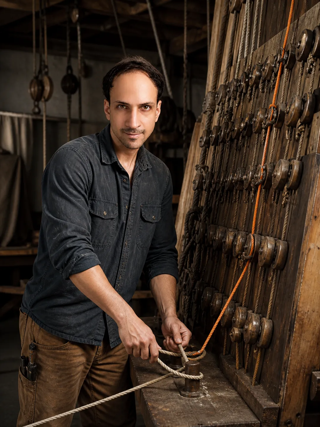 Practice Laid Down: Sail-Rigging Loft Strung — AI Portrait Prompt