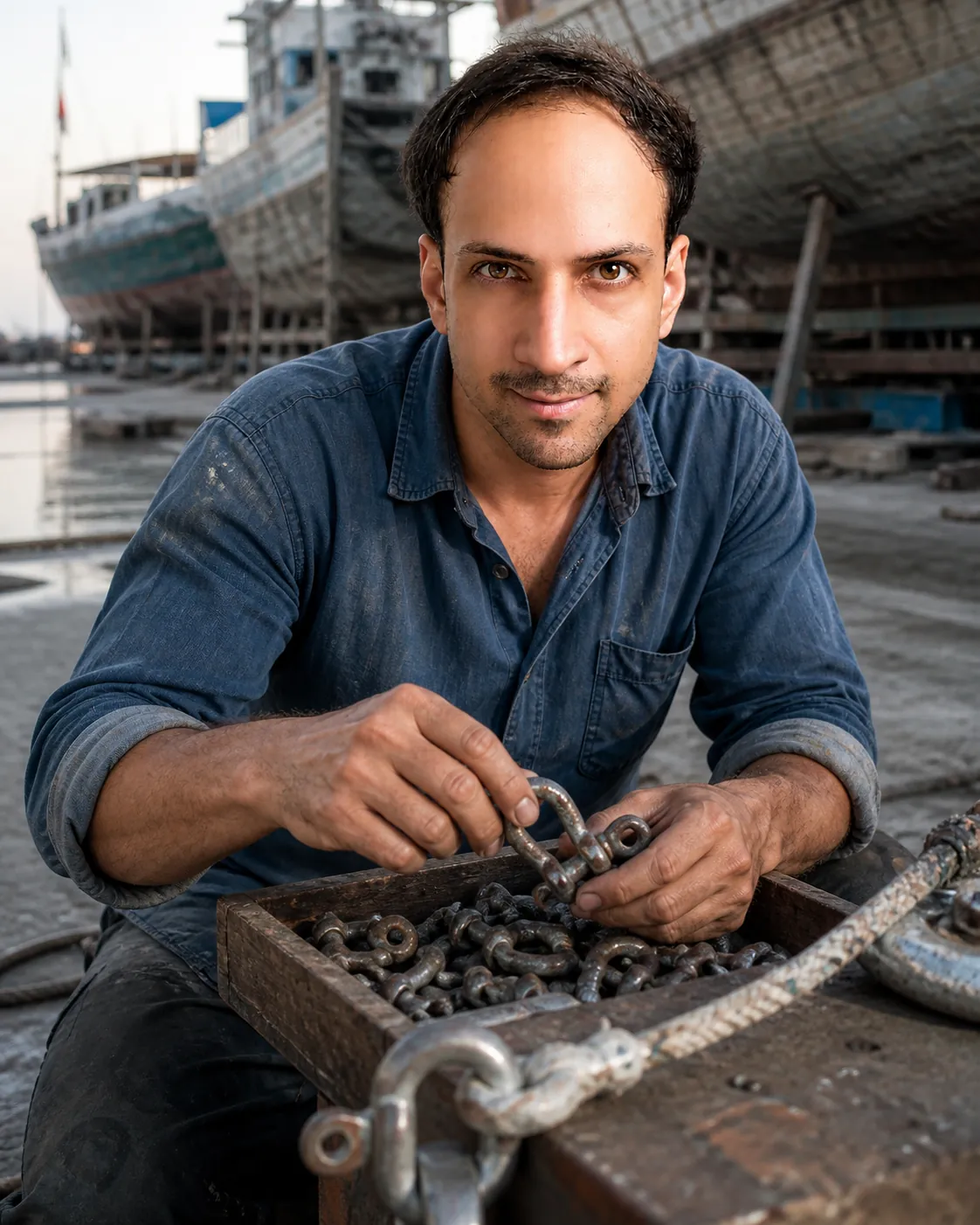 Rewired by Hand: Jeddah Fishing Slipway — AI Portrait Prompt