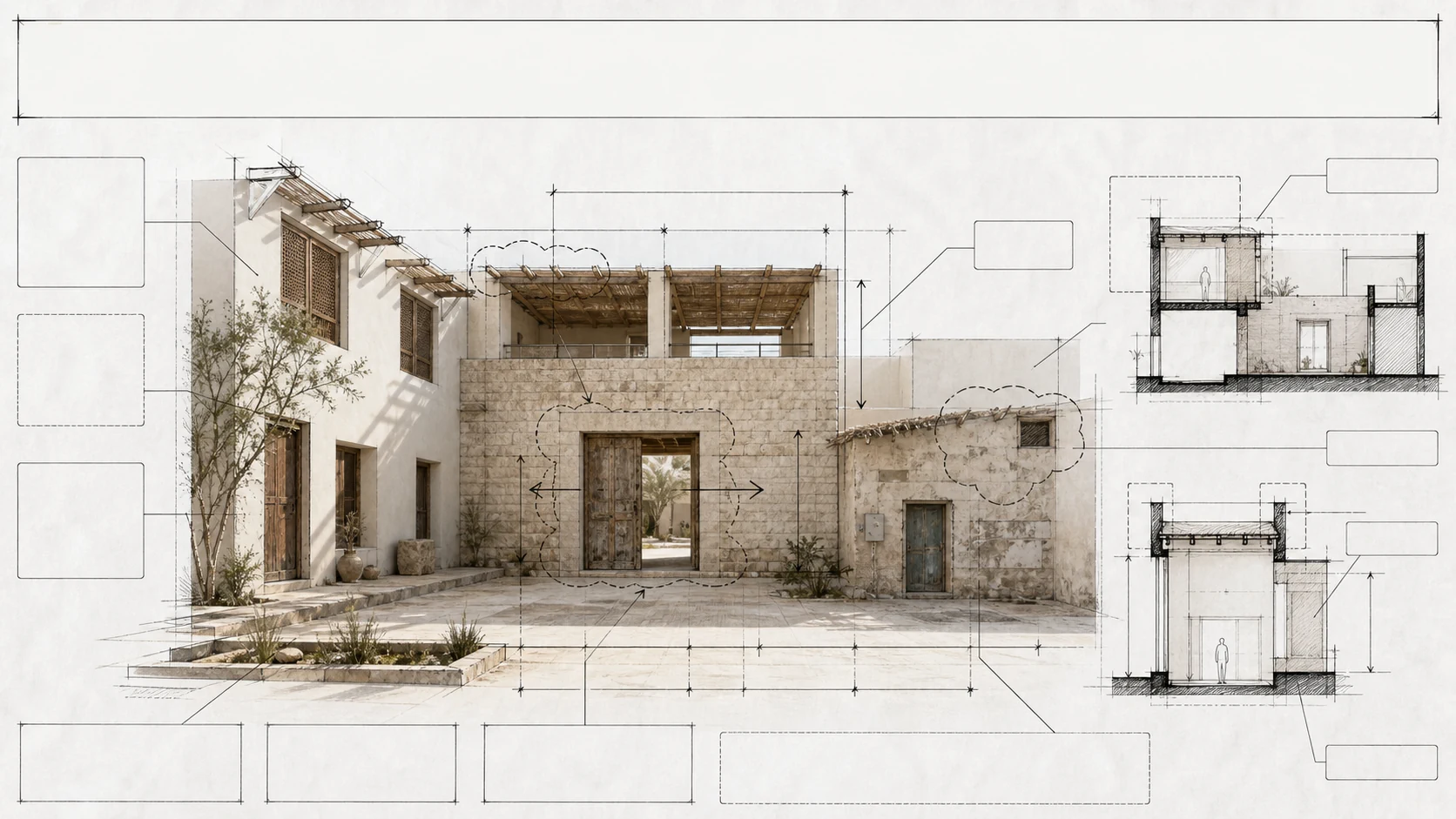 تراكب اسكتشات وملاحظات معمارية