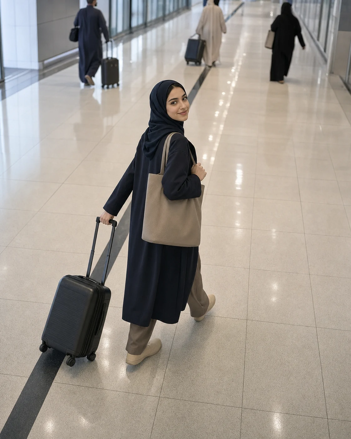 مشي في ممر مطار بالمنطقة الشرقية