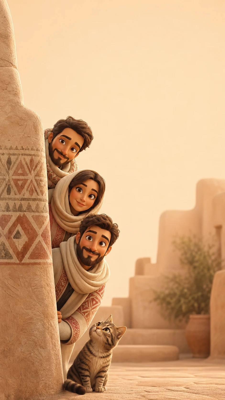 خلفية دافئة لثلاثة بالغين
